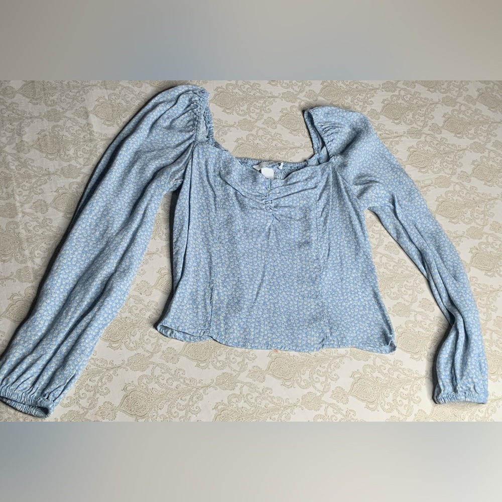 H&M floral ballon sleeve top XXS